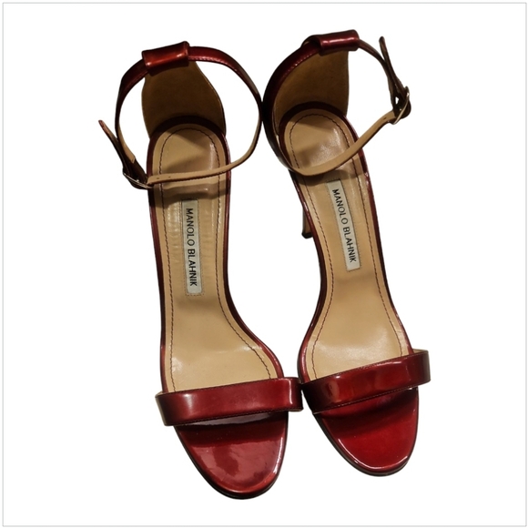 MANOLO BLAHNIK | Ox Blood Patent Leather Sandals in Size EU 40 / US 10 - Picture 3 of 7